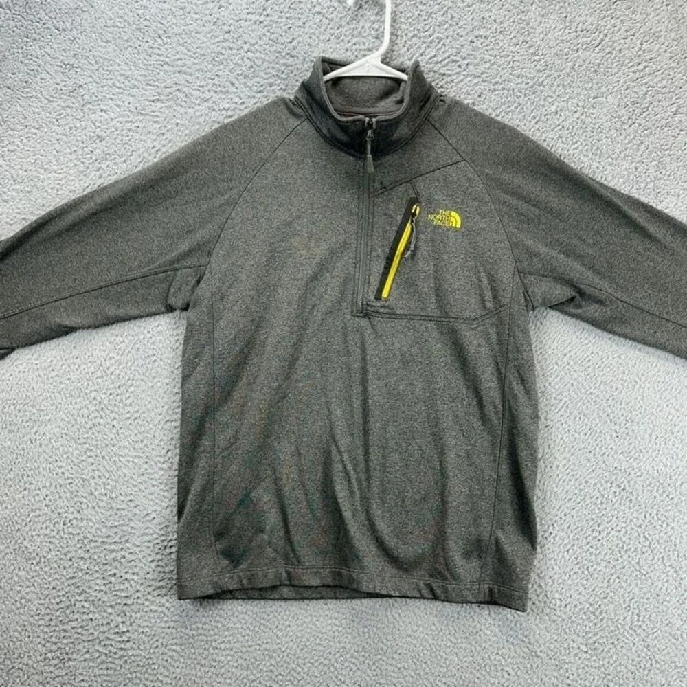 The North Face Pullover Jacket Adult Medium Grey Quarter Zip Outdoor Casual Mens